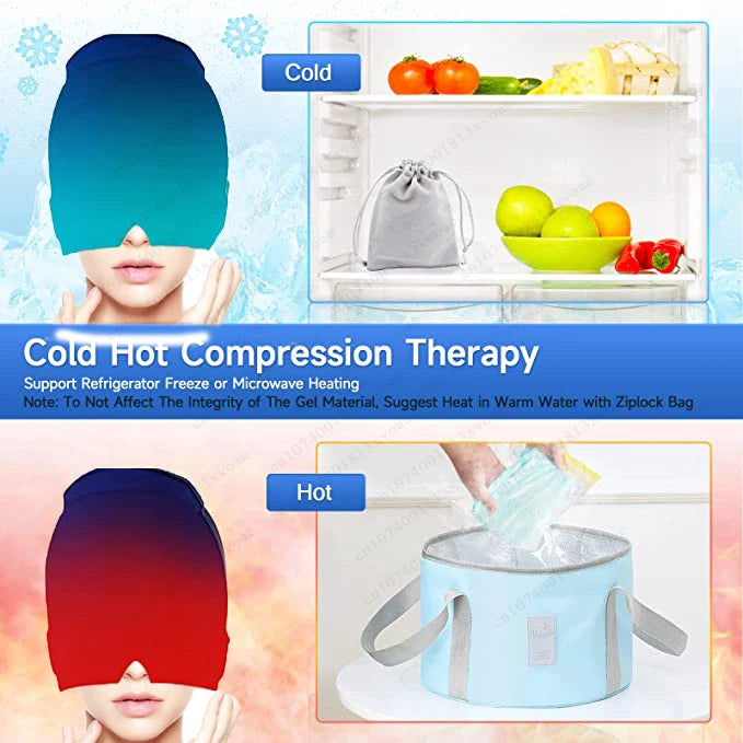 FrostRelief reusable gel ice cap for migraine and tension headache relief